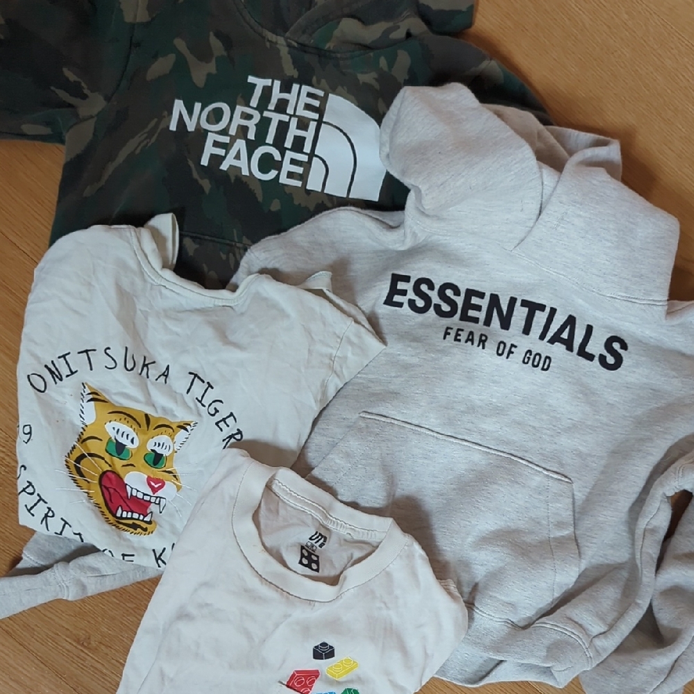 Lot Of 4 Boys Clothes - Essentials, North Face, Onitsuka Tiger